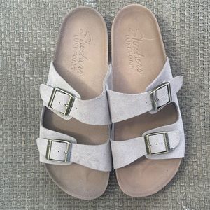 Skechers Women's Luxe Foam Double Strap Relaxed Fit Sandals Brown Size 9